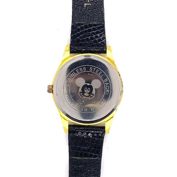Walt Disney Mickey Mouse MCK168 30.5MM Gold Tone Leather Strap Watch w/ Box! 123 - Picture 5 of 8